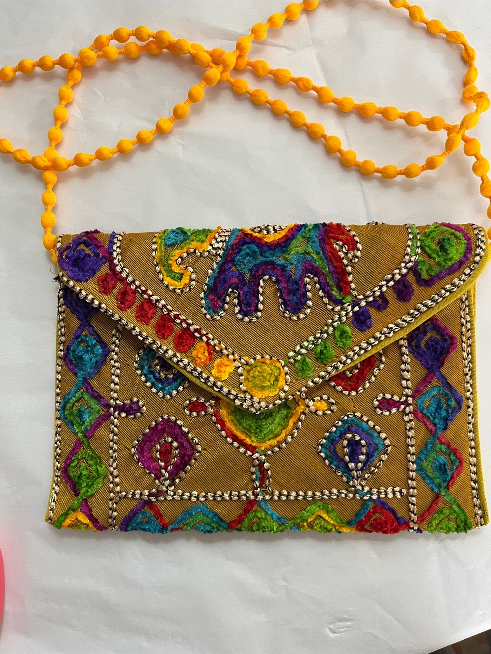 Embellished Embroidered Multicolor Beaded Crossbody Bag Boho Festival Ethnic